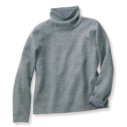 ヴーム 裏編み二重襟ボーダータートルプルオーバー | ライトアップ