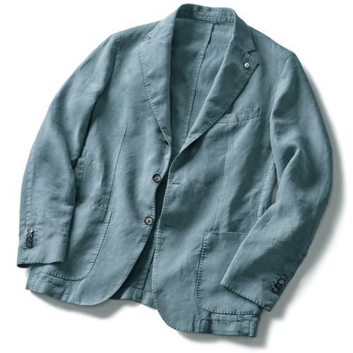 【近年モデル 美品 リネン100%】パパス　マオカラージャケット　ライトブルー 林田 洗えるリネン・清涼マオカラージャケット | ライトアップ