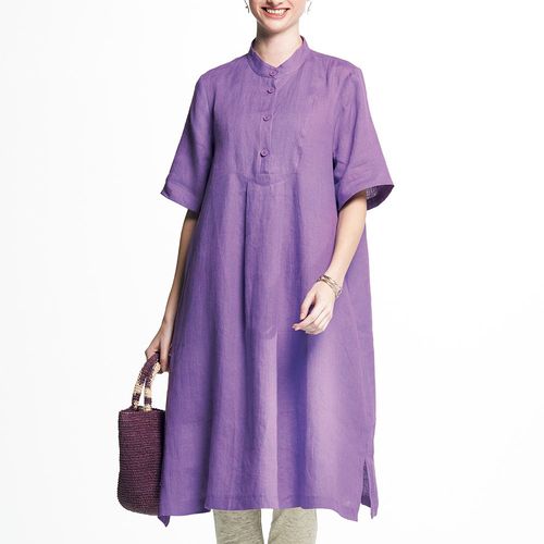 soor ploom ドット柄 パープル チュニック ノースリーブ　6y ひねりや 小千谷縮・ノースリーブチュニック | ライトアップオンライン