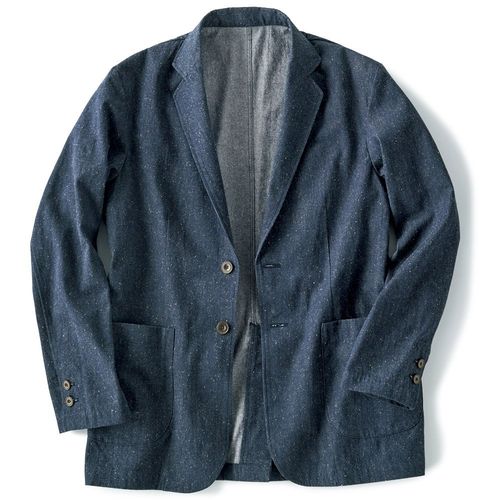 【最高級/シルク麻混】ハロッズ テーラードジャケット ブルー 38 日本製 セイ 1927 ウールシルク麻混のスタンドカラージャケット | ライト