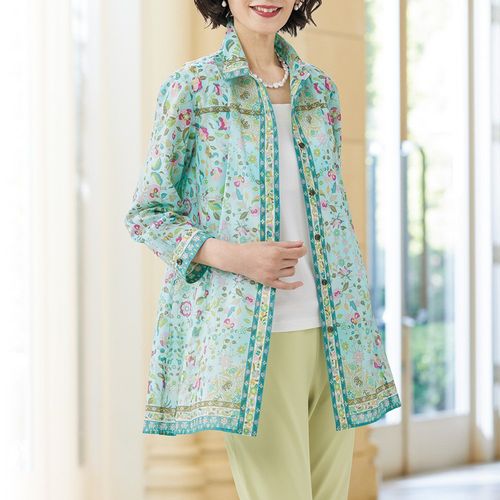 ハネカ ストール付きシルクプリントブラウス | ライトアップオンライン