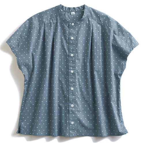 新品未使用45rpm手紡ぎ手織りカディ平のブロックプリントブラウス36300 