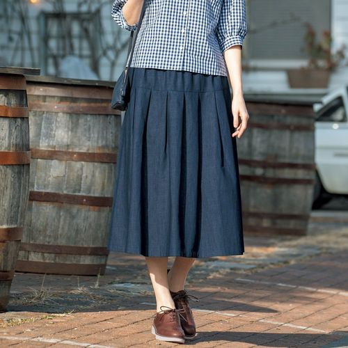 【Y's 】yohji yamamoto チェック柄フレアスカート 青　白　L Y´s 】yohji yamamoto チェック柄フレアスカート 青 白 L 【公式通販】