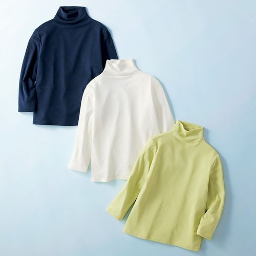 COTTON FACTORY バイオコットンのボトルネックプルオーバー／七分袖
