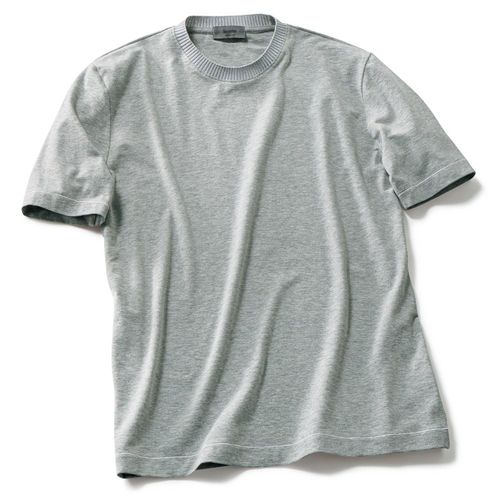 グランサッソ マーセライズドコットン・モックネックTシャツ | ライト