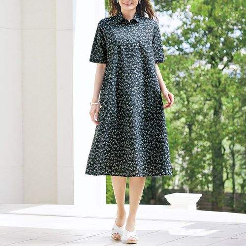 銀座花菱 幾何学花柄プリントワンピース | ライトアップオンラインストア