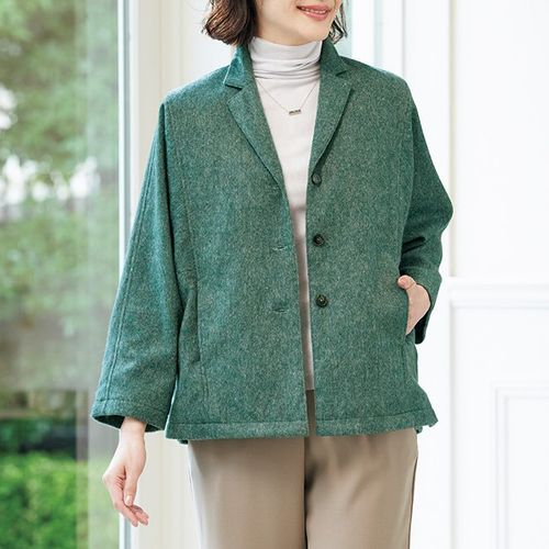 【美品】希少色 Agnes b ウールコート ツイード ジャケット ポーランド製 コレジア ウールシルク混のツイードブラウスジャケット | ライトアップ