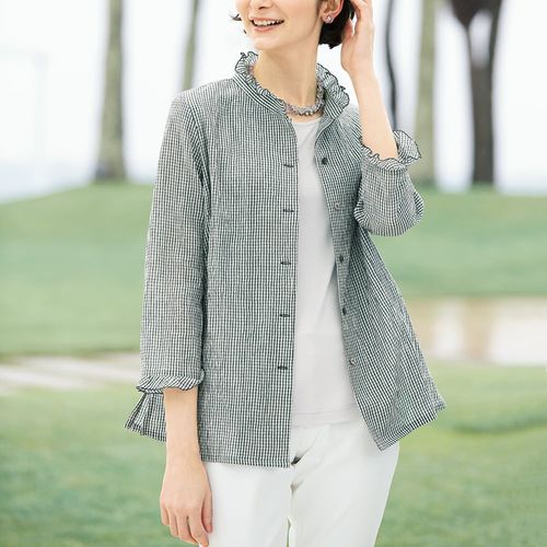 工房藍木野 夏絣のピンタック入りビッグブラウス | ライトアップ 工房藍木野 夏絣のピンタック入りビッグブラウス | ライトアップ