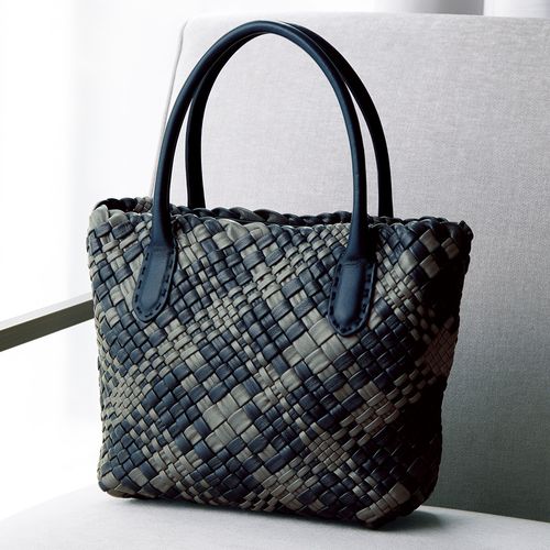 専用品MAURO GOVERNA ブルーグレー パイソン 肩掛けハンドルバッグ マウロ ゴヴェルナ パイソンレザー使いのナイロンバッグ／当社限定