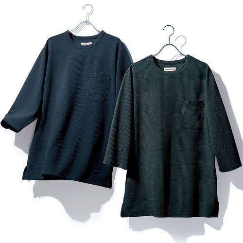カンタベリー インディゴソリッド・七分袖リラックスTシャツ | ライト