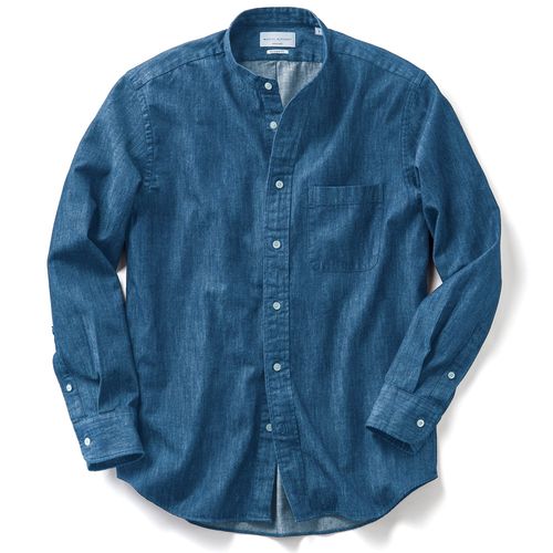 滋賀麻工業 近江ちぢみの草木重ね染め七分袖シャツ | ライトアップ