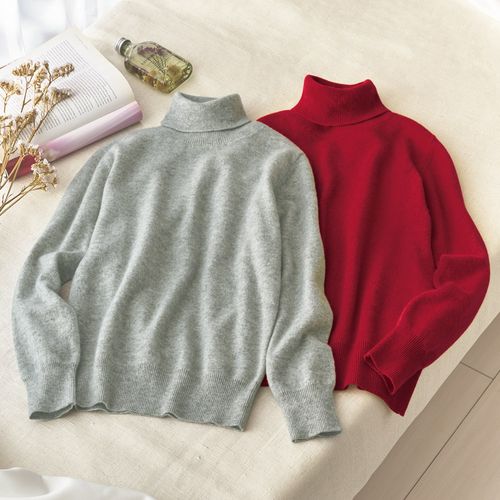 ブリアル 洗えるウールカシミヤ・ハイネックプルオーバー | ライト