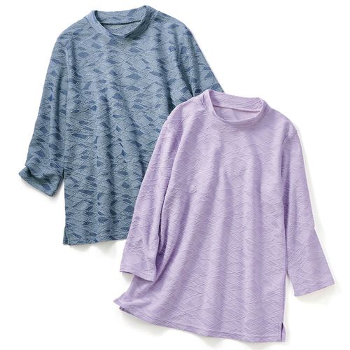 大西和子 スラブ天竺七分袖Tシャツ／モネのバラ | ライトアップ