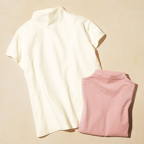 ジュンコ タベイ UVカット吸汗速乾・ハイネック半袖プルオーバー（2色