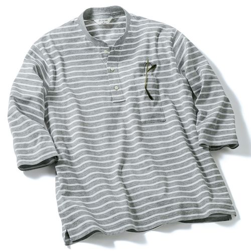 P*0様 NIKE ヘンリーネック 七分袖 ラグランシャツ グレー レッド　ゴツ 千田仁寿 ヘンリーネック七分袖Tシャツ | ライトアップオンラインストア