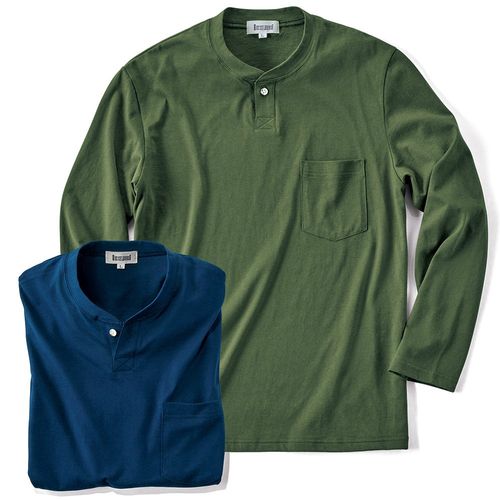 マッセルバラ 度詰めワッフルヘンリーネックロングスリーブTシャツ