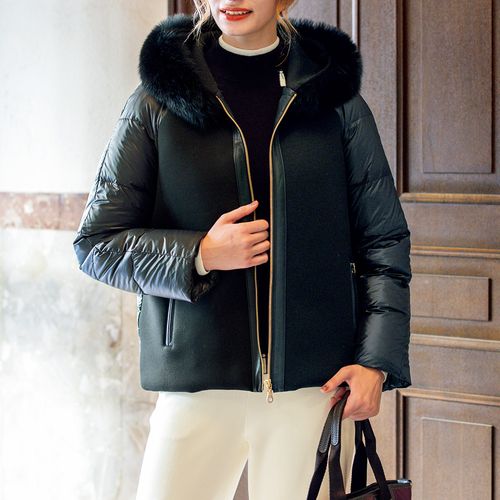 スプーム フェイクファー使いダウンジャケット | ライトアップ