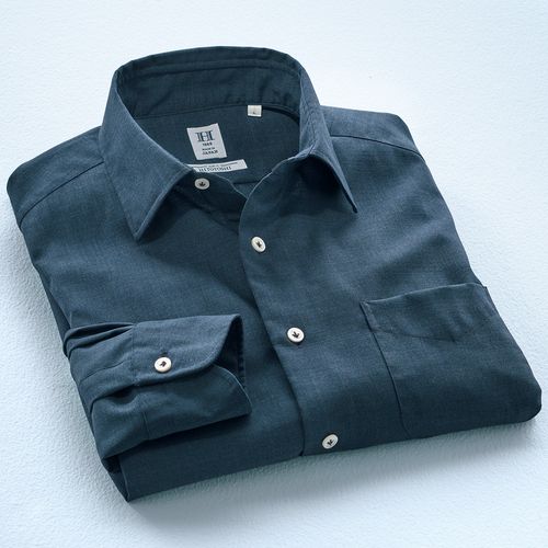 滋賀麻工業 近江ちぢみの草木重ね染め七分袖シャツ | ライトアップ