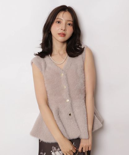 店舗限定》〈DILIGENCE PARLOURコラボ〉パールフリルニットジャケット