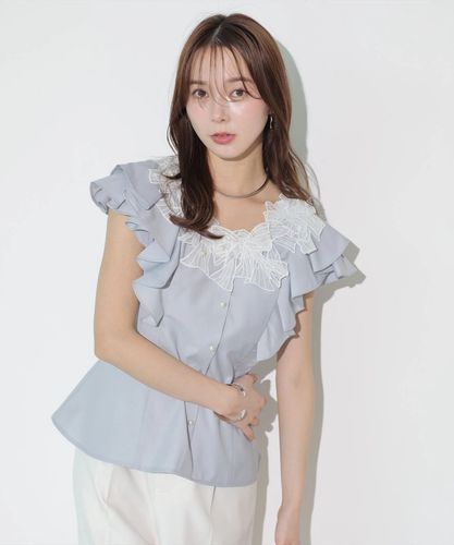 Lee mathewsリーマシュー フローラルブラウス 神崎恵さん着用 神崎恵さんコラボ>衿レースブラウス | シャツ・ブラウス | CADUNE