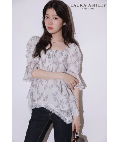 店舗限定》〈DILIGENCE PARLOURコラボ〉ローズブーケフリルトップス