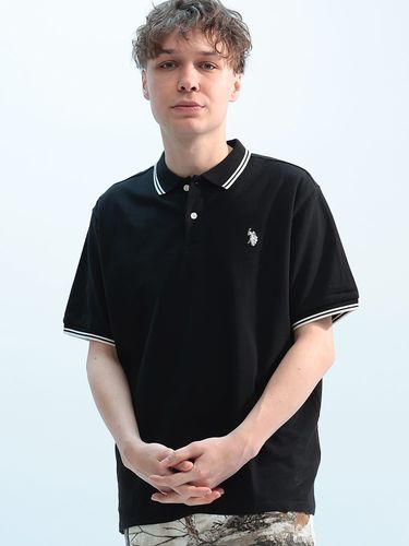 U.S. POLO ASSN. (ユーエスポロアッスン) 鹿の子 ライン 半袖