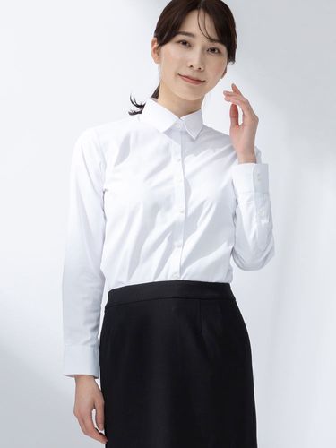 SAKAZEN (サカゼン) 透けにくい白 形態安定 無地 スキッパーカラー