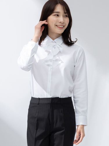 SAKAZEN (サカゼン) 形態安定 UVカット フリル着脱 スキッパー 長袖