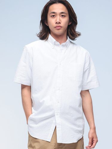 CREW (クルー) ナチュラルストレッチ ボタンダウン 半袖 オックス