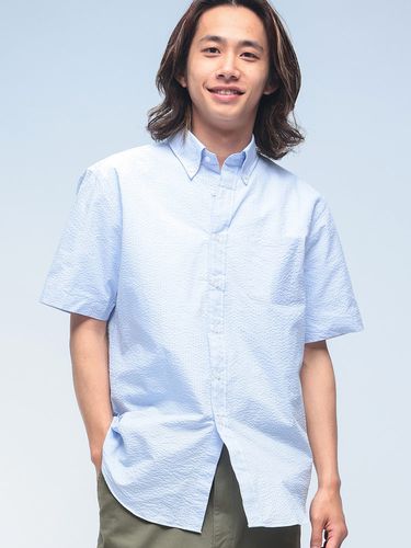 CREW (クルー) ナチュラルストレッチ ボタンダウン 半袖 オックス