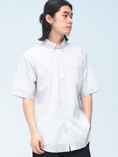 CREW (クルー) 半袖シャツ チェック柄 COOLMAX シアサッカー ボタン
