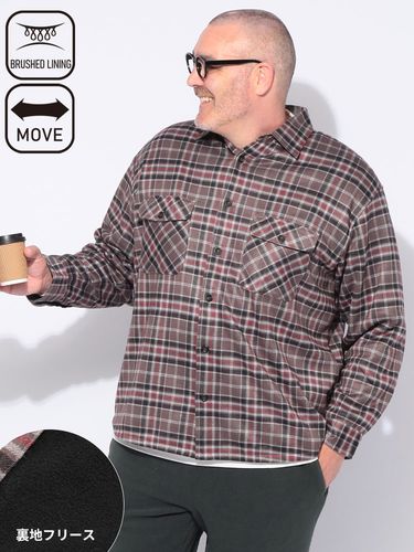 長袖シャツ フェイクレザー ポケット付き オーバーシャツ トップス