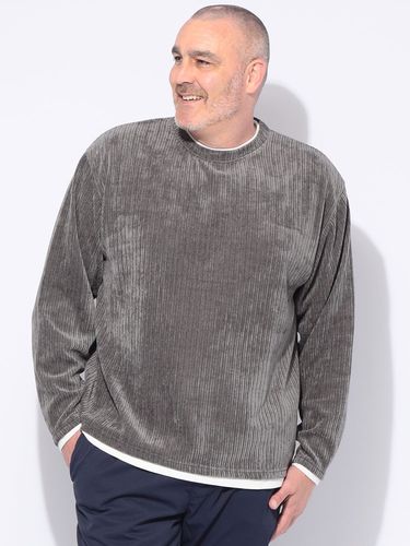 長袖 Tシャツ キーネック ニットソー かすれ杢 フェイクレイヤード