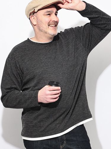 完売品　テンダーパーソン　長袖　ベロア調　メンズ　カットソー　サイズ3 長袖 Tシャツ 楊柳風 ベロア クルーネック トップス ロンT 起毛 秋 冬