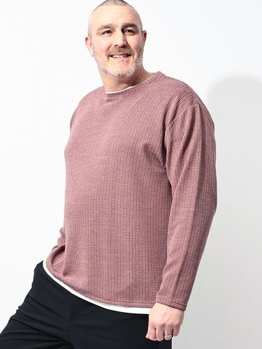 長袖 Tシャツ グラデーション リブニット フェイクレイヤード トップス
