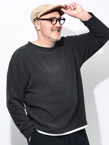 長袖 Tシャツ Vネック ニットソー 杢 フェイクレイヤード トップス