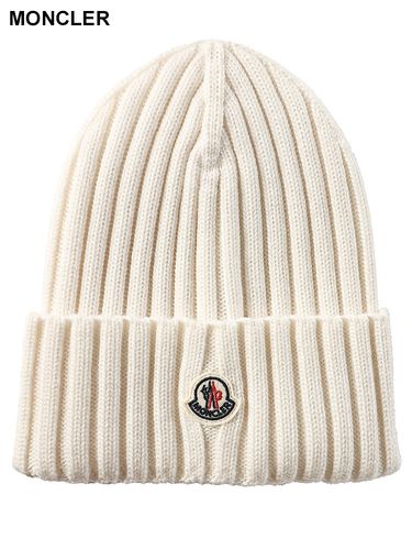 MONCLER (モンクレール) カシミヤ混 ワンポイント リブ編み ニット