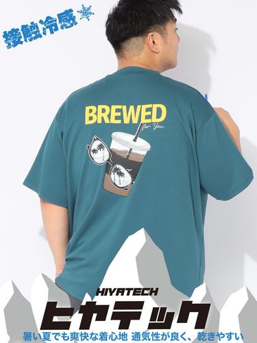 Tシャツ 半袖 メンズ 大きいサイズ ヒヤテック 冷感ポンチ バック