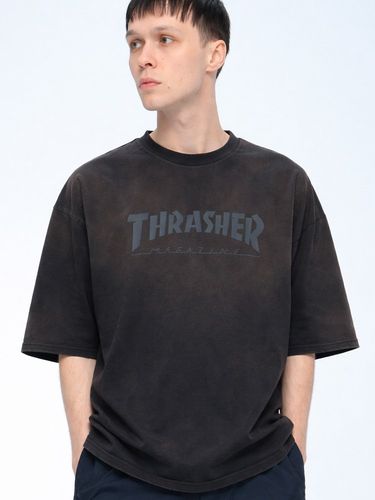THRASHER (スラッシャー) ダメージ加工 Tシャツ 半袖 ピグメント ロゴ