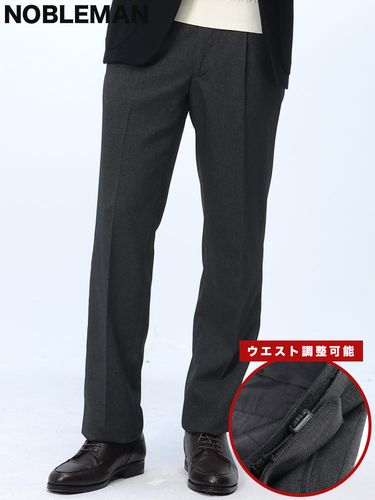 ノータック スラックス ウォッシャブル ウール混 無地 ボトムス パンツ