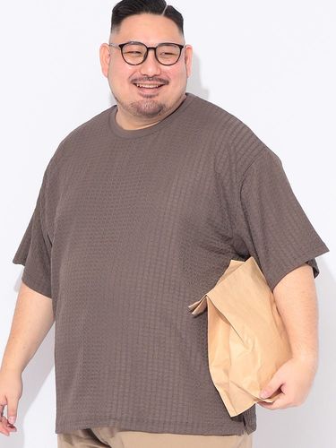 長袖 Tシャツ キーネック ニットソー かすれ杢 フェイクレイヤード