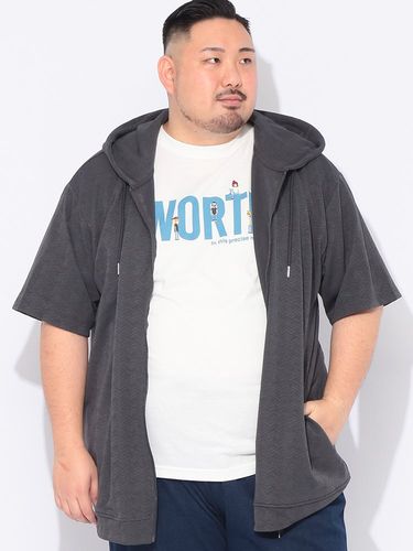 パーカー 半袖 メンズ 大きいサイズ ストレッチ ドライワッフル 5分袖