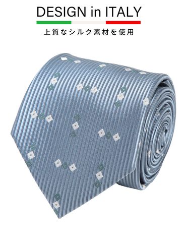 ネクタイ メンズ DESIGN in ITALY シルク混 シャドーストライプ タイ