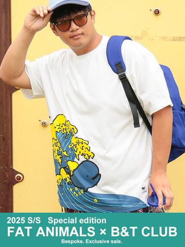 半袖 Tシャツ FAT ANIMALS 接触冷感 クジラ×波 クルーネック トップス