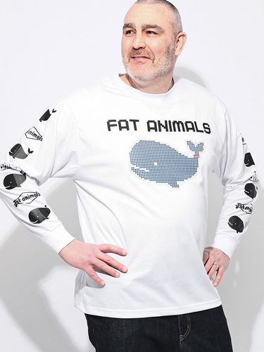 半袖 Tシャツ FAT ANIMALS 接触冷感 総柄クジラマーク クルーネック