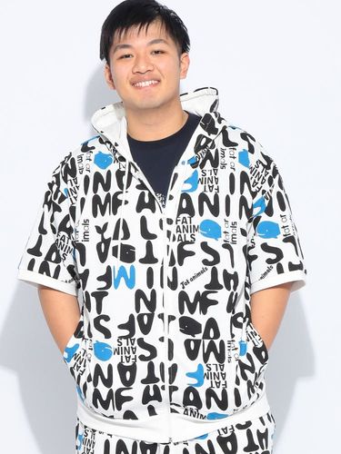 極美品FAT全面背面ロゴ刺繍パーカー 13.3oz.サイズFAT(XL) グレー パーカー 長袖 メンズ 大きいサイズ FAT ANIMALS クジラプリント