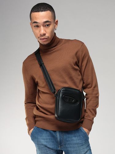 DIESEL ブラック レザー ショルダーバッグ DIESEL (ディーゼル) レザー クロス ボディバッグ 1DR DSLX08396PS202