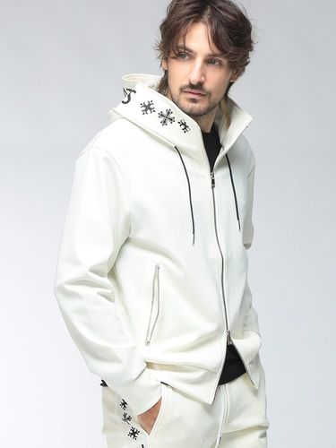 STONE  フルジップ　パーカー　腕章付き　ホワイト　Lサイズ STONE ISLAND (ストーンアイランド) メンズ パーカー 長袖 袖ロゴ