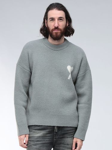 AMI PARIS (アミパリス) アルパカ混 胸ロゴ クルーネック セーター Ami