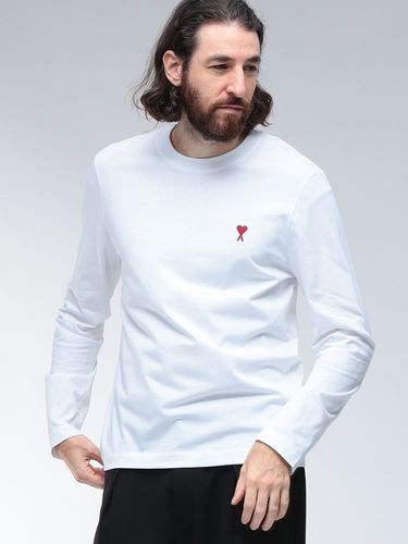 AMI PARIS (アミパリス) ワンポイント クルーネック 長袖 Tシャツ AMI